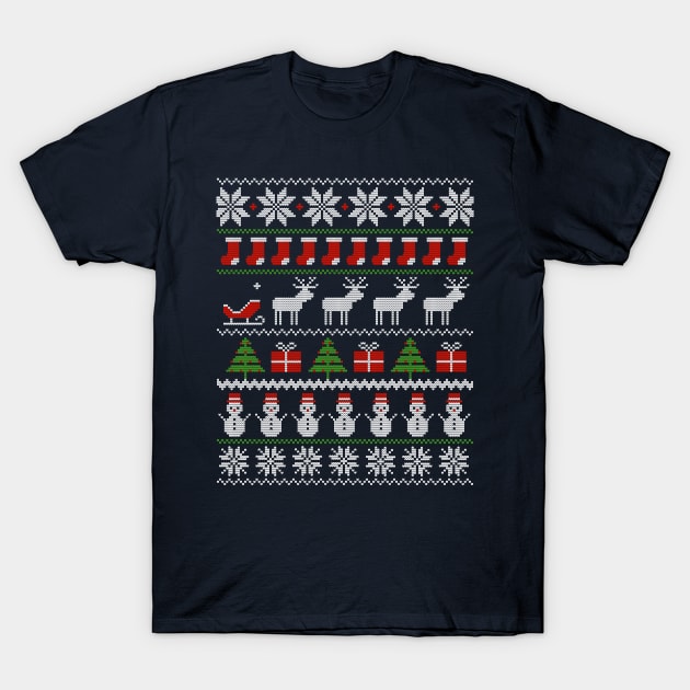 Ugly Christmas Xmas Sweater Funny Norwegian Pattern Gift T-Shirt by peter2art